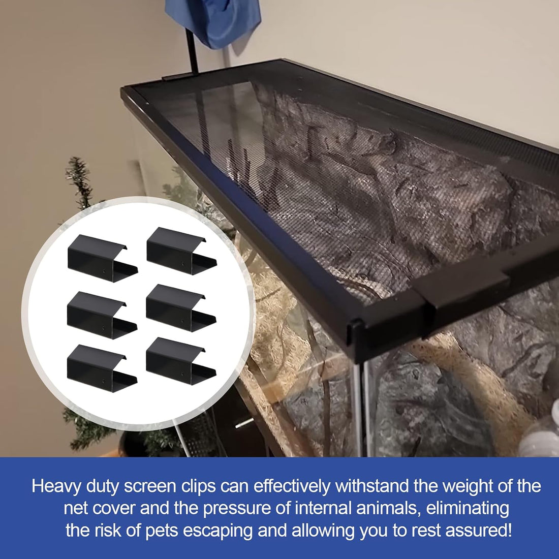 Reptile Screen Tank Clips,Terrarium Covers Heavy Duty Screen Clip