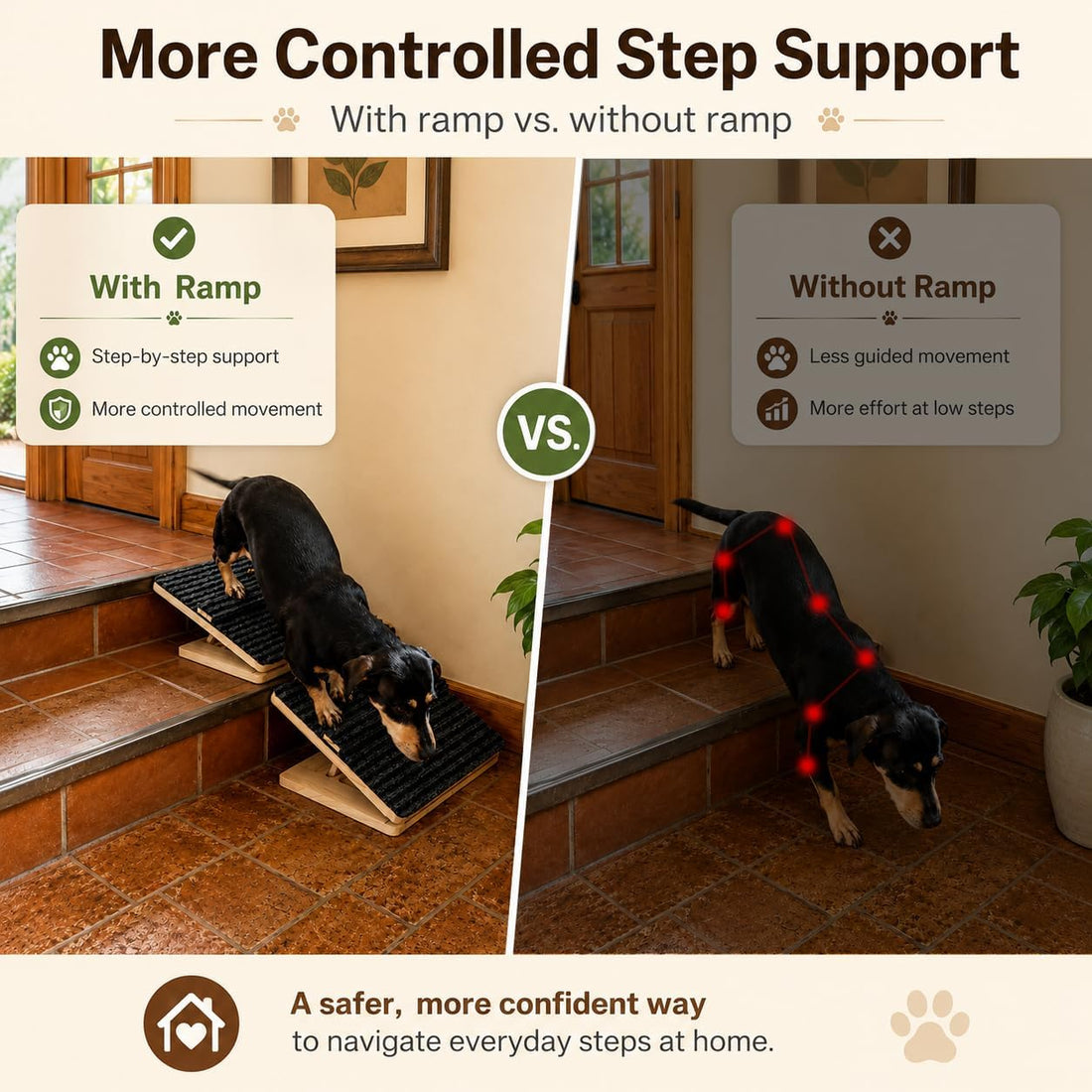 Dog Ramp for Stairs 2 Pack, 4-Level Adjustable Wooden Pet Steps