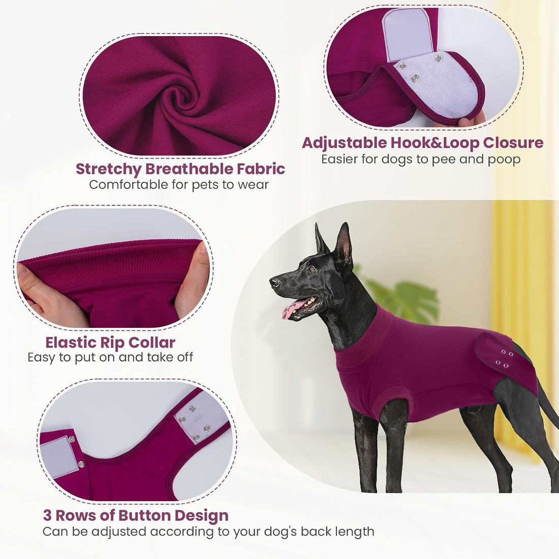 IDOMIK Dog Recovery Suit for Neuter Spay,Anti-Licking Dog Surgical