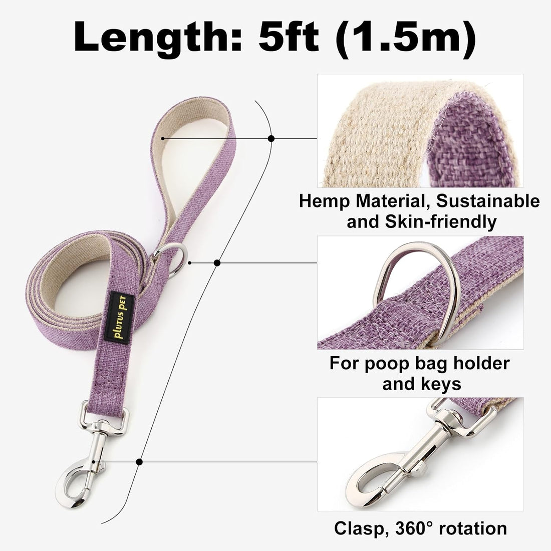 Plutus Pet Cotton Hemp Dog Collar and Leash Set