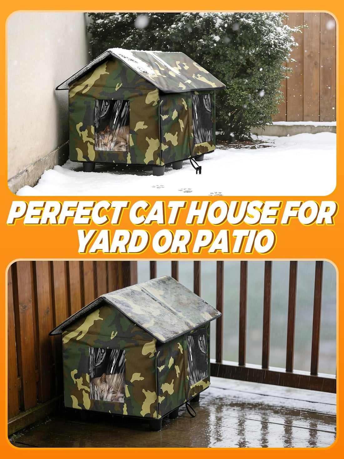 Elevated Insulated Outdoor Cat House Weatherproof