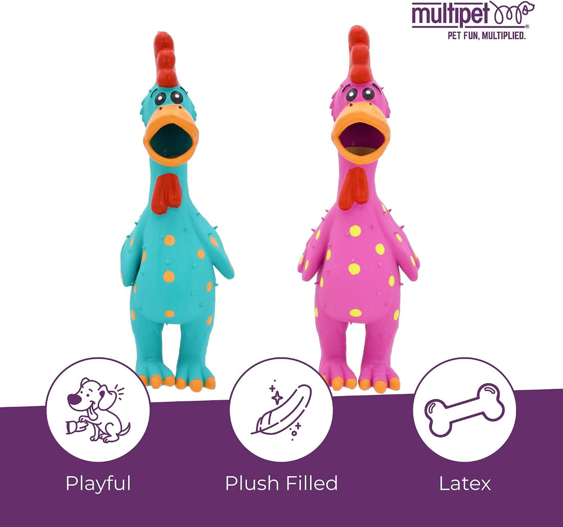Multipet's Mini Globken Latex Plush Filled Polka Dot Chicken Dog Toy