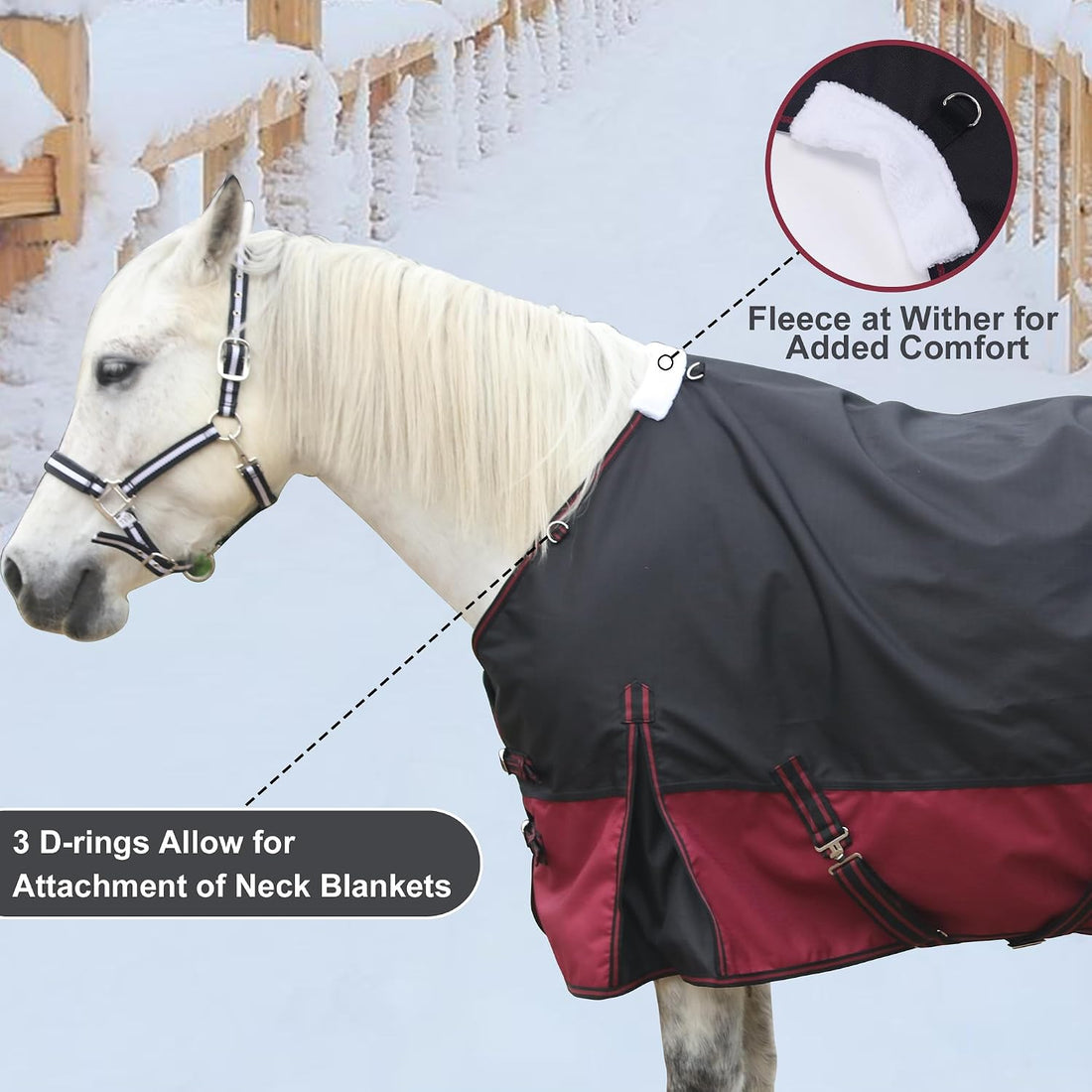 1200D Horse Blanket, 200g Medium Weight Waterproof Winter Turnout