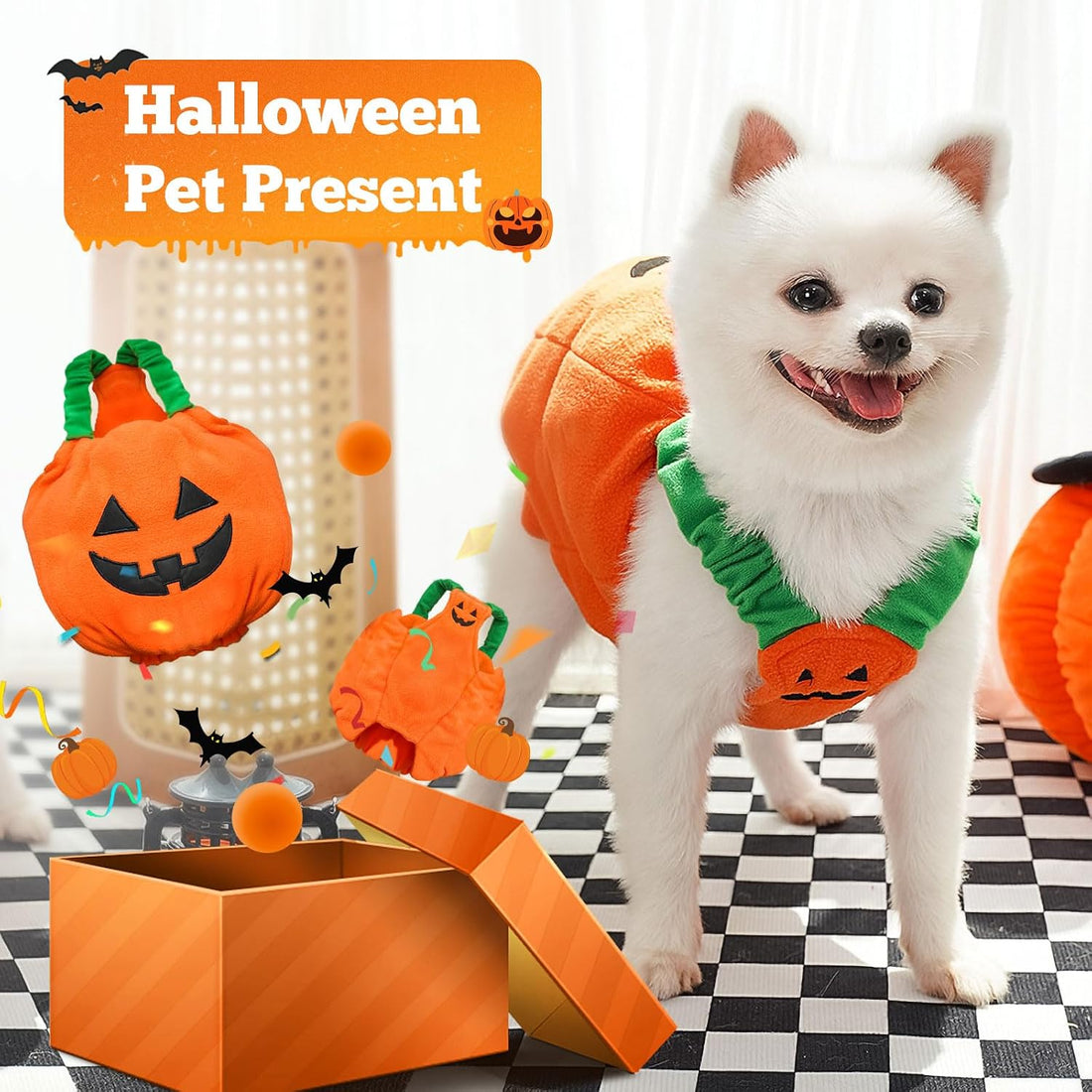 PETCARE Funny Pumpkin Dog Halloween Costume Pet Dog Cat Thick Plush