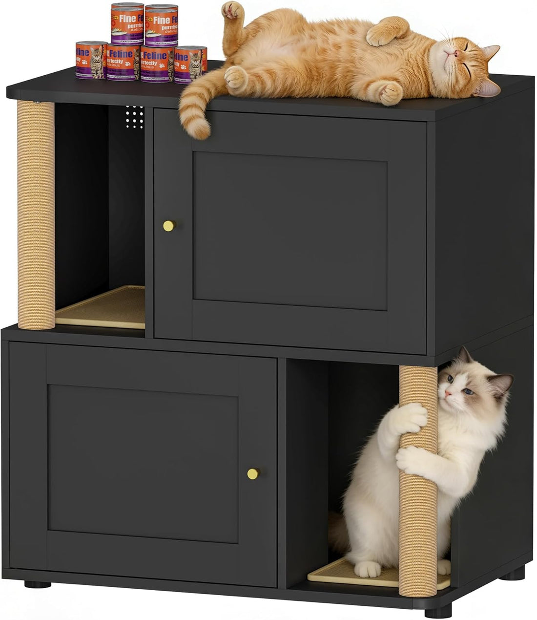 Double Cat Litter Box Enclosure, Litter Box Cabinet for 2 Cats