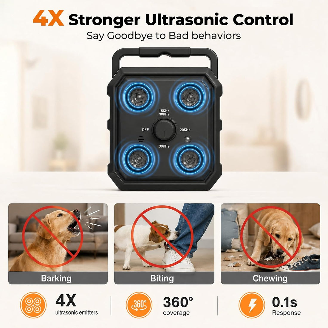 Anti Barking Device for Dogs, 4X Ultrasonic Dog Bark Deterrent Device