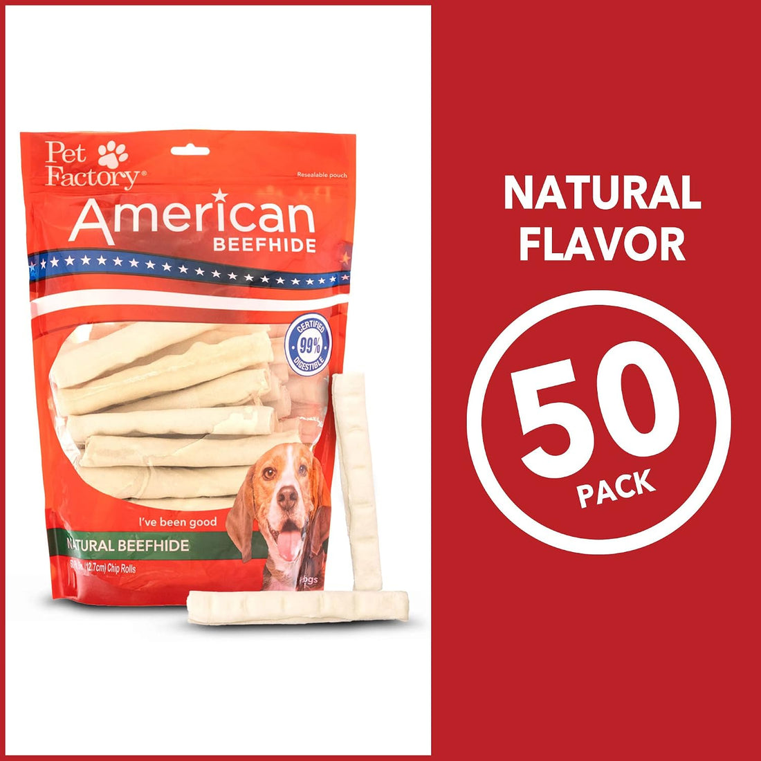 Pet Factory American Beefhide 5" Chip Rolls Dog Chew Treats