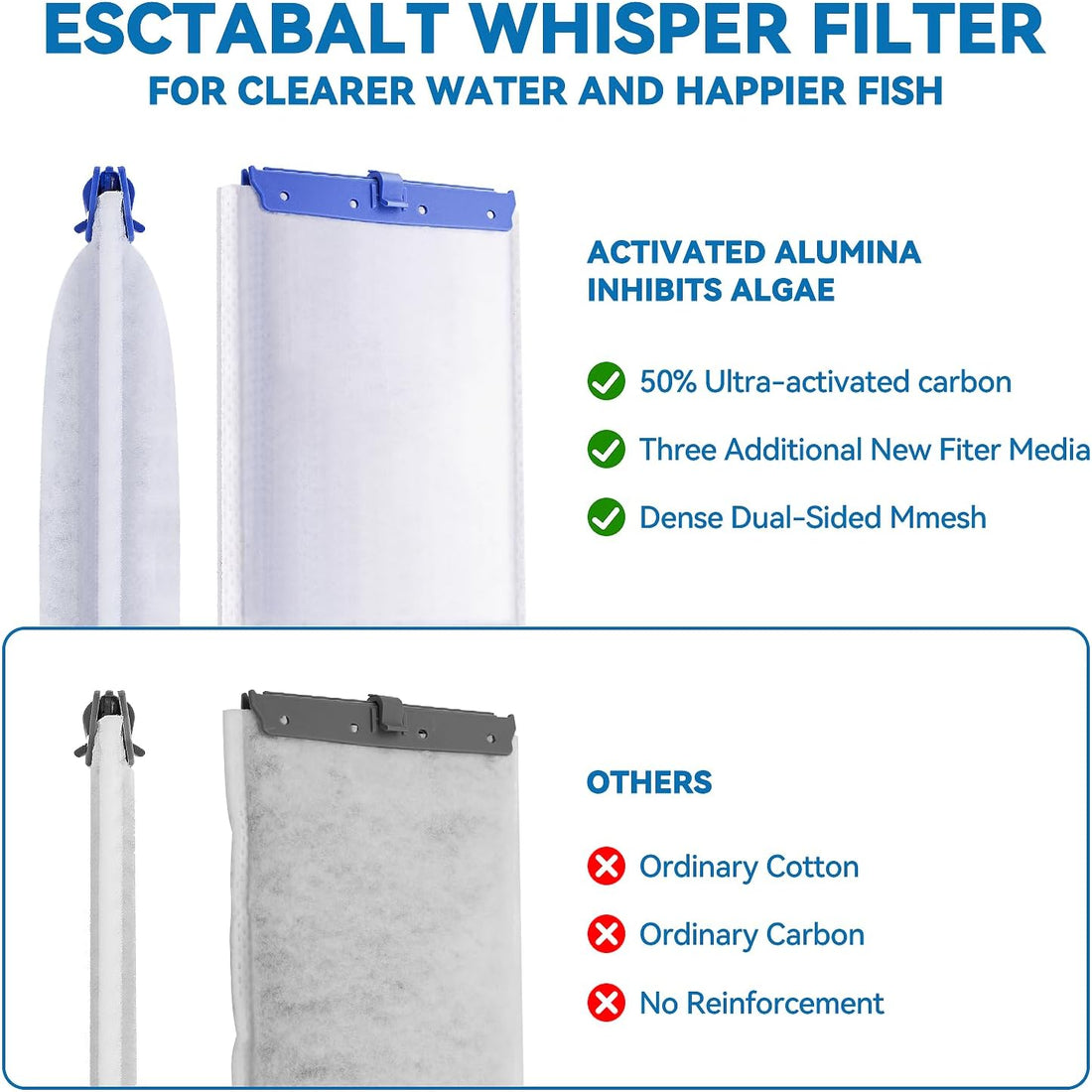 Upgraded 16-Pack Large Filter Cartridges for Tetra Whisper Bio Bag