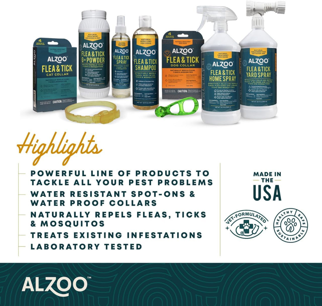 ALZOO Flea & Tick Collar for Dogs, Large 40+ lb