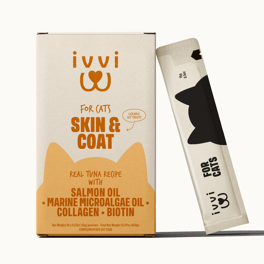 ivvi Skin & Coat for Cats – Functional Creamy Snack with Salmon Oil
