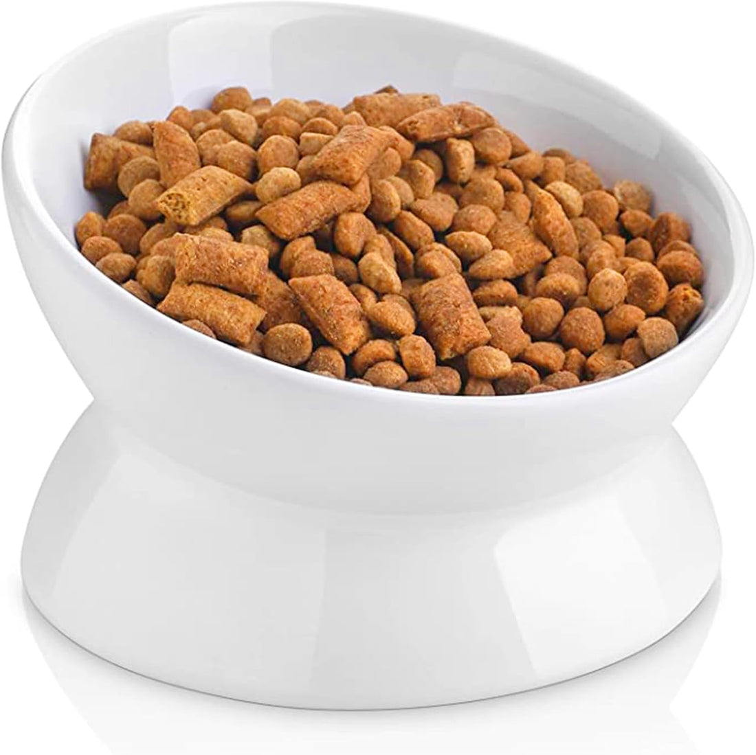 Nucookery Ceramic Raised Cat Food & Water Bowl Tilted Elevated, 5''