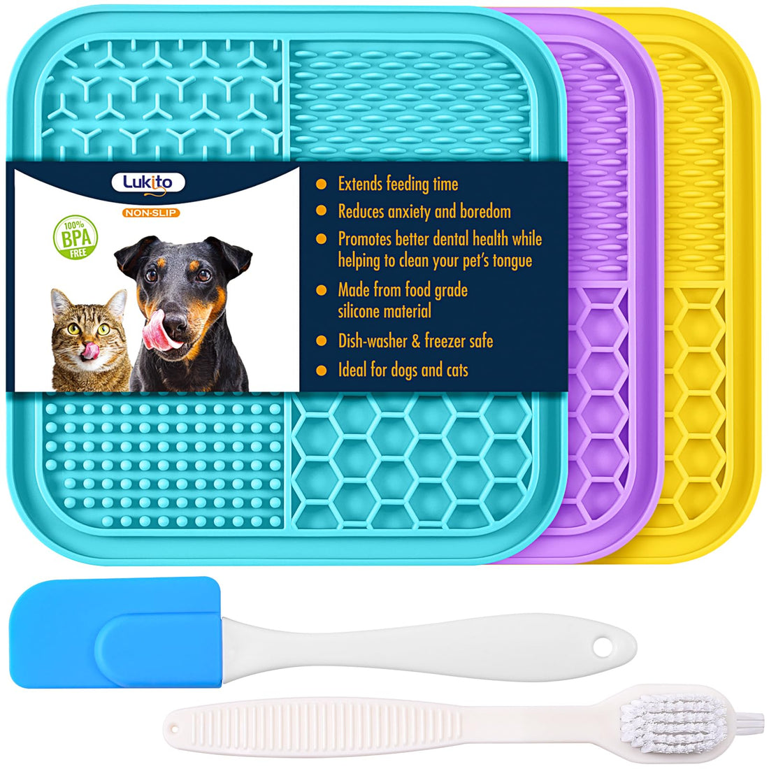 LUKITO 3PCS Lick Mat for Dogs and Cats