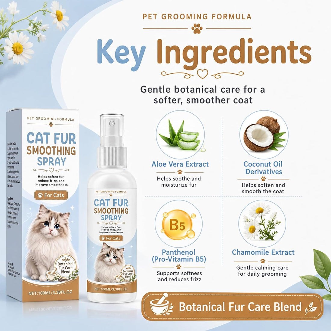 Cat Detangler Spray, Natural Solution for Matted Hair