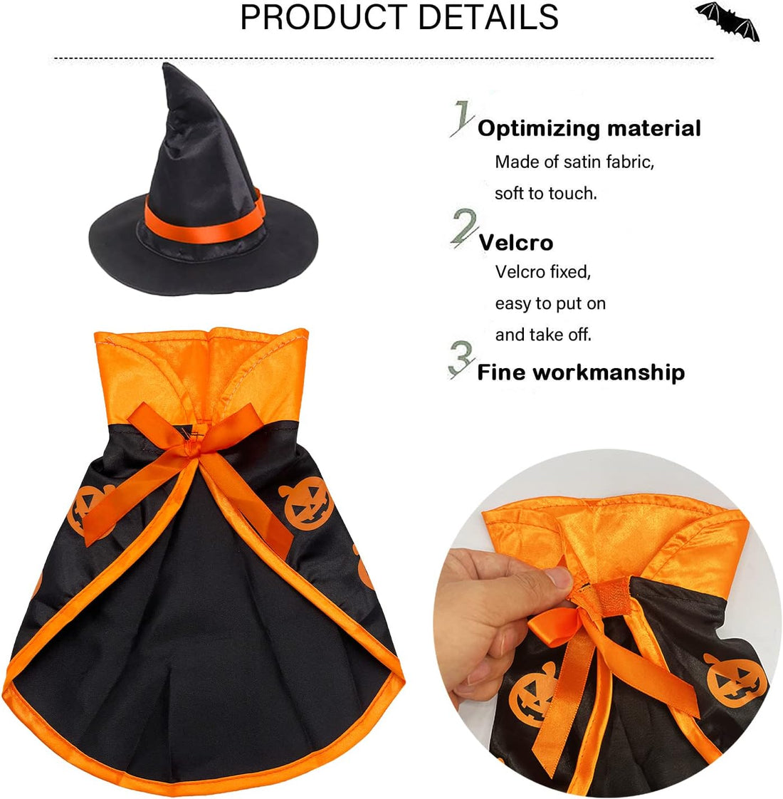 Halloween Costumes for Small Cats Witch Cloak Wizard Hat Cat