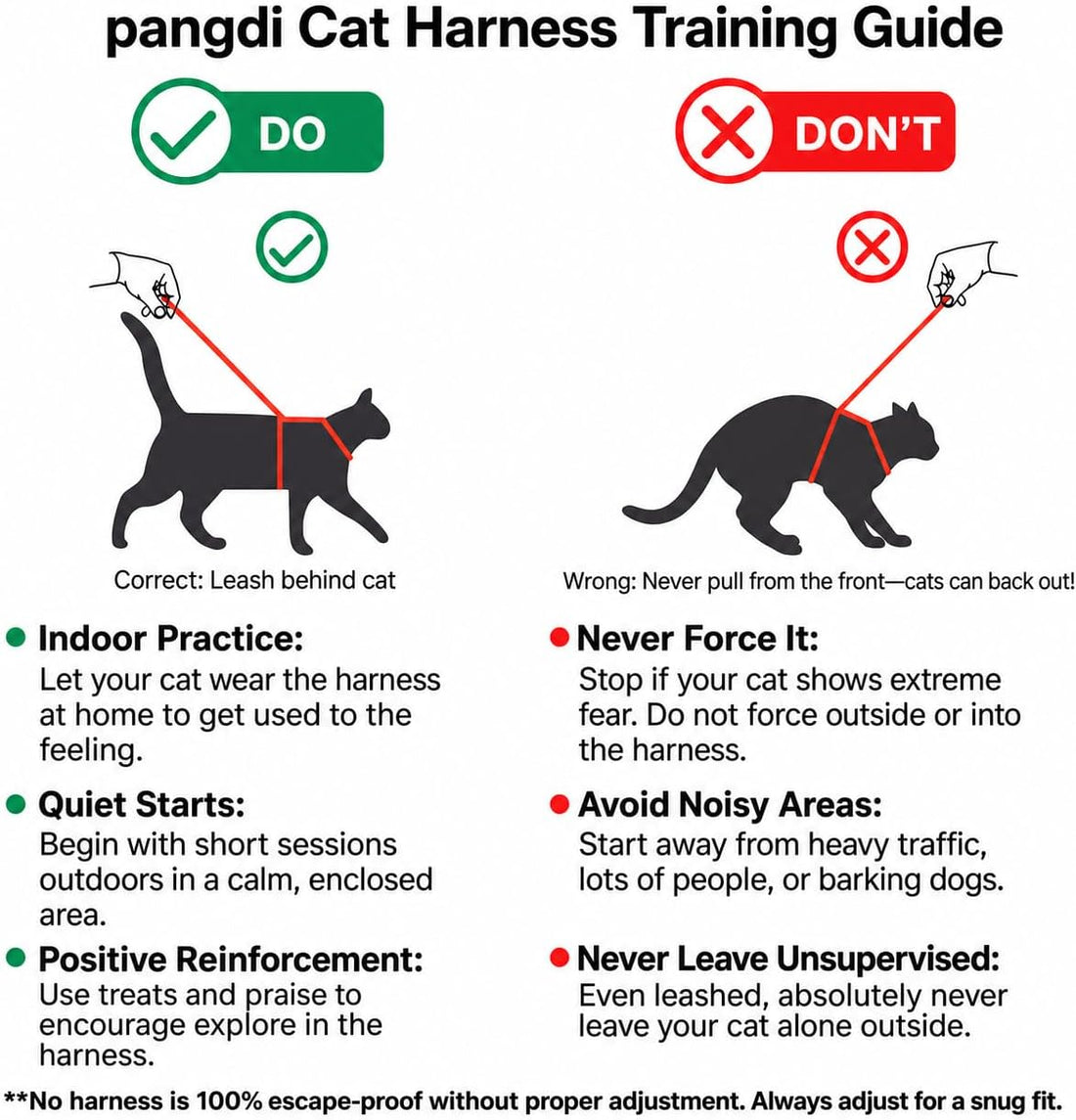 Cat Harness and Leash Set, No Over-the-Head Cat Vest, Orange, M