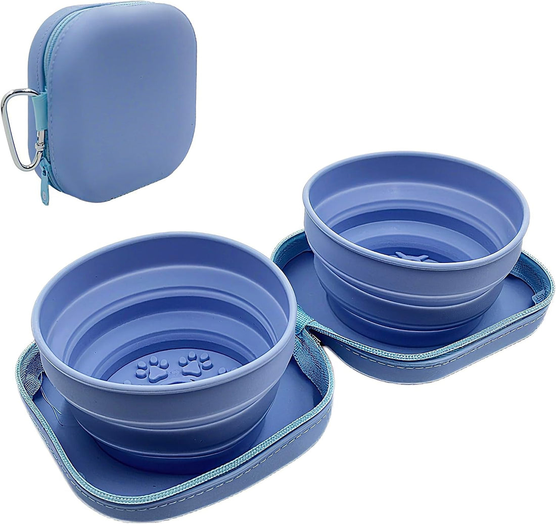 Portable Dog Bowl, Collapsible 2-in-1 Travel Dog Bowls with Carabiner