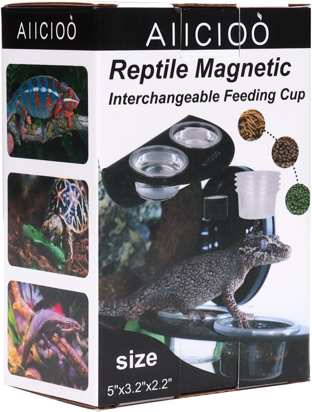 AIICIOO Gecko Feeder Ledge with 6 Pack Plastic Bowls Crested Gecko