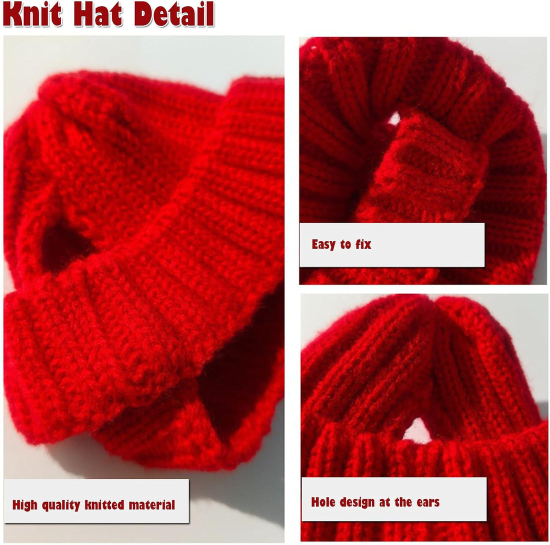 Warm Dog Knitted Hat with Ear Hole, Winter Pet Cap