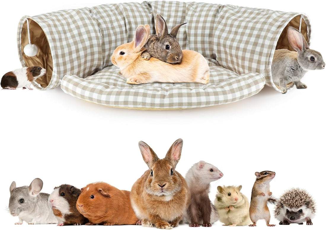 BWOGUE Bunny Tunnel Bed, 2-in-1 Collapsible Rabbit Tunnel Hideout