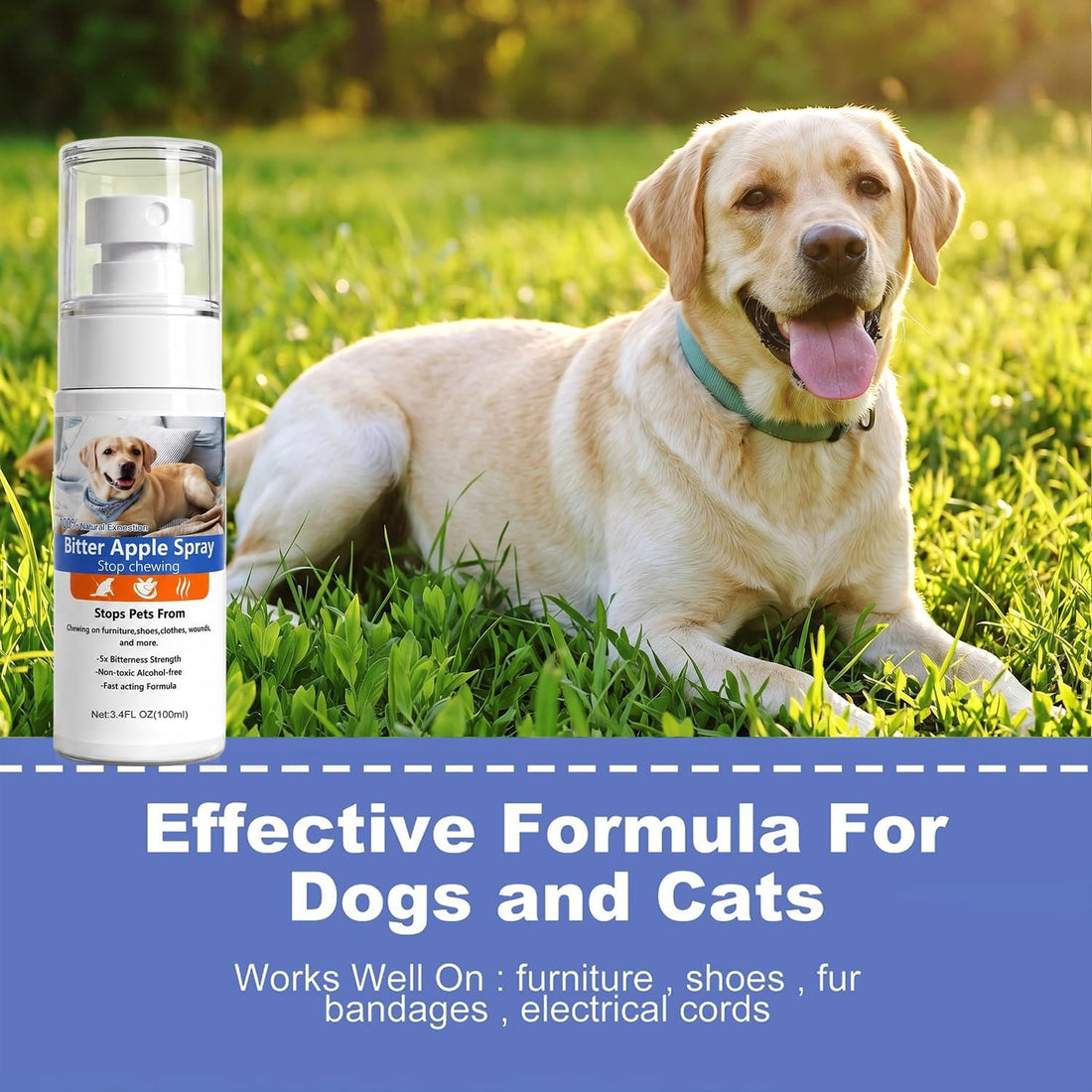 2 Bottles Bitter Apple Spray for Dogs – No Chew Spray for Dogs