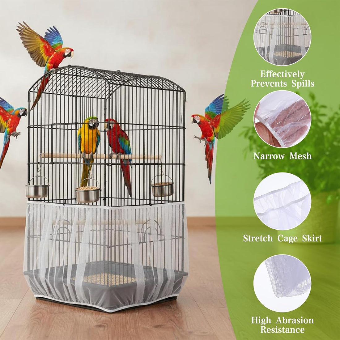 2 Pcs Seed Catcher for Bird Cage,Bird Cage Netting Seed Catcher