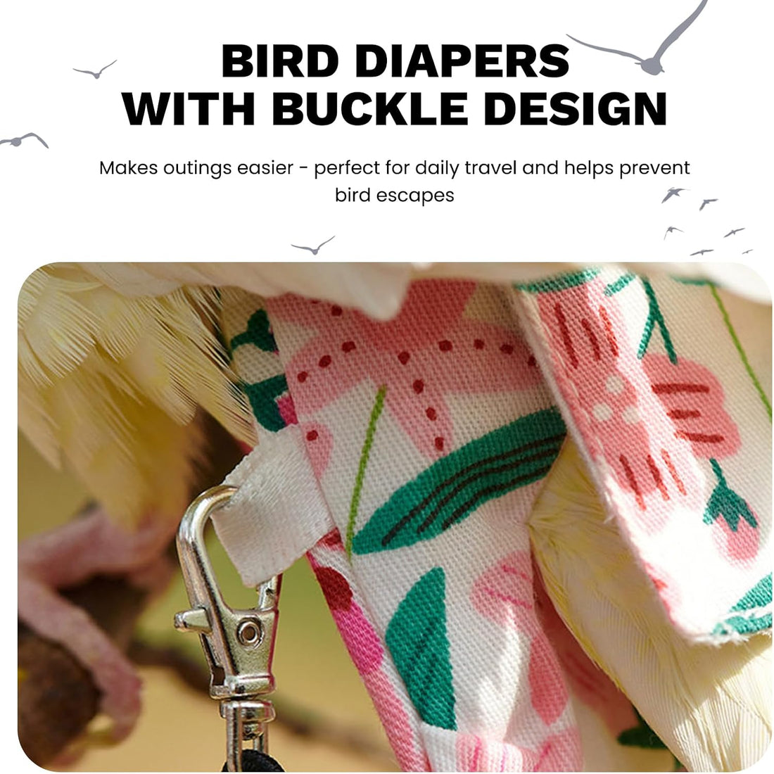 QBLEEV Bird Diapers, Reusable Cockatiel Flight Suit with Adjustable