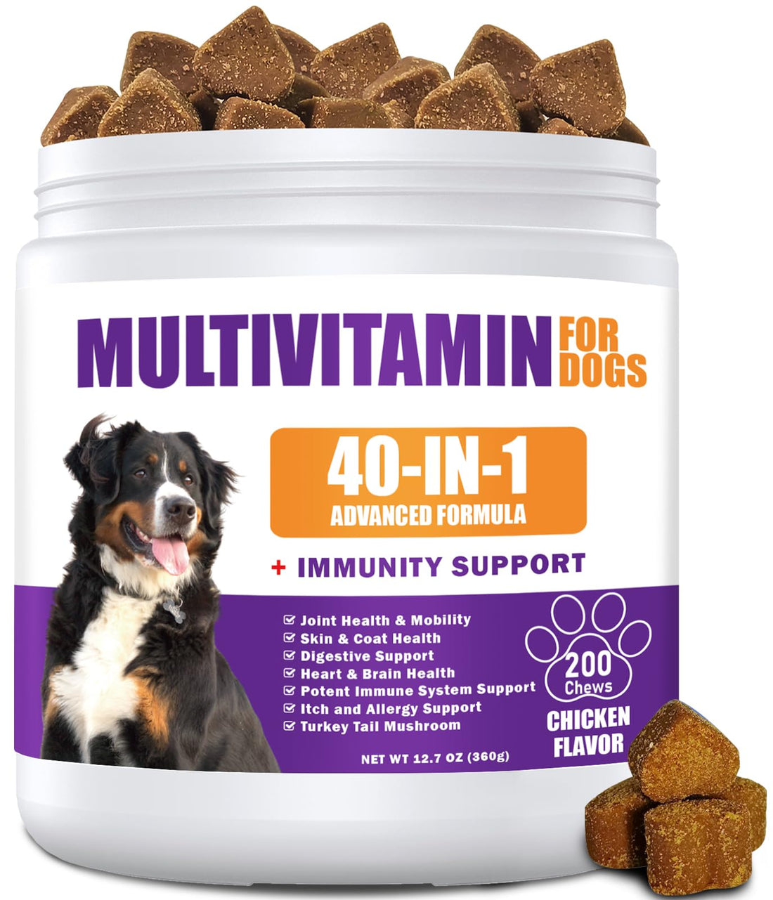 40 in 1 Dog Vitamins and Supplements 200Ct Dog Multivitamin Chewable