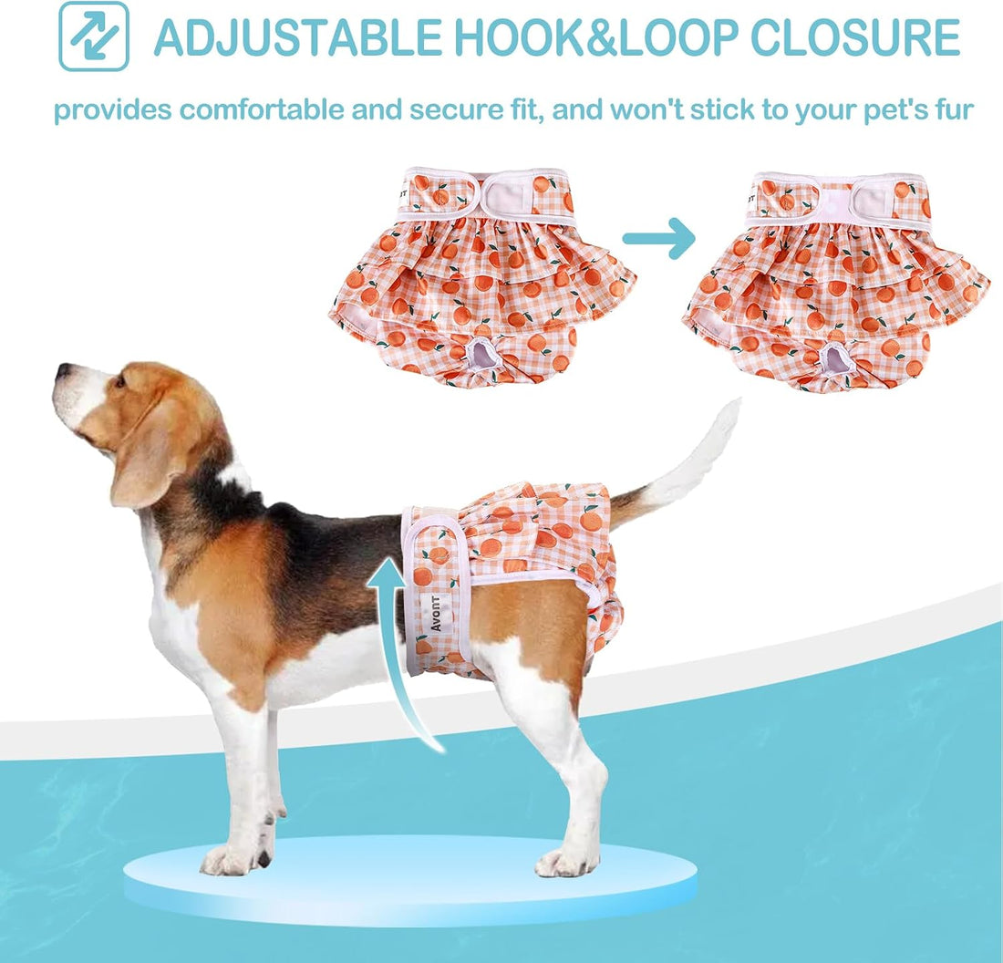 Avont 3 Pack Reusable Dog Diapers Female-Strawberry/Orange/Cherry