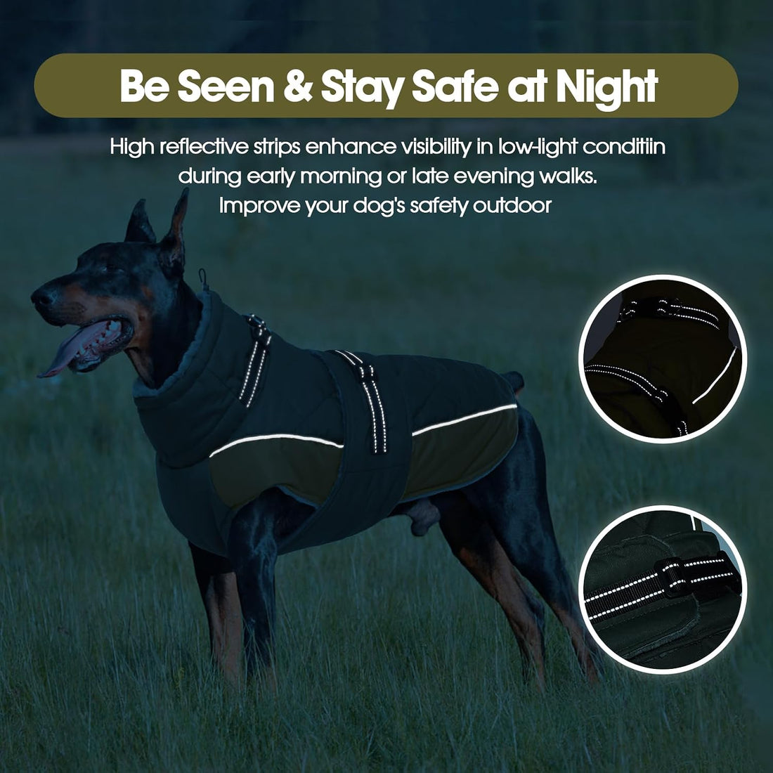 QBLEEV Warm Dog Jacket, Waterproof Dog Winter Coat with Harness