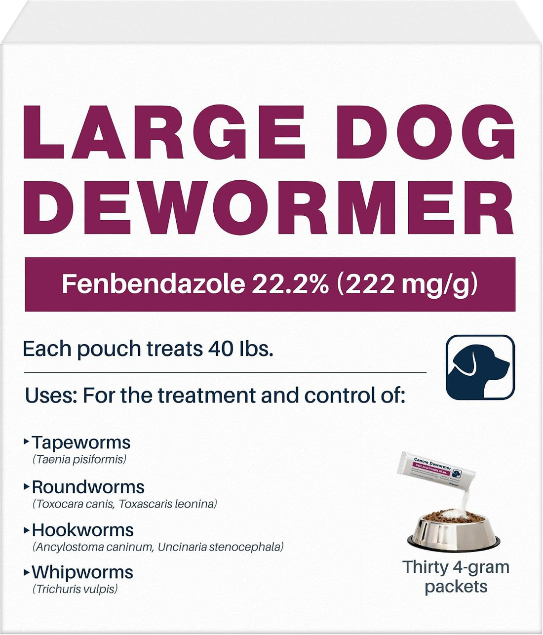 Fenbendazole for Dogs 22.2%, Large Dog Dewormer Powder
