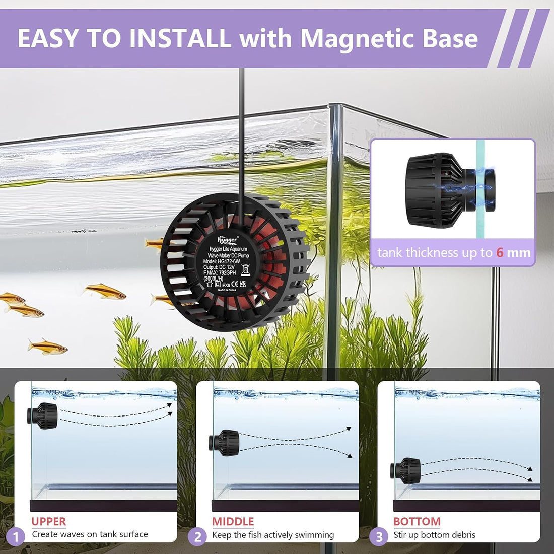 hygger Lite Wave Maker for 10-50 Gallon Aquariums