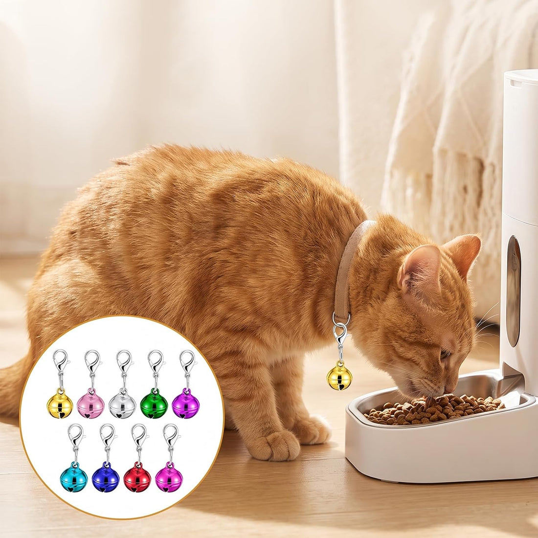 9 PCS Cat Bell for Cat Collar with Keychain Colorful Small Dog Collar