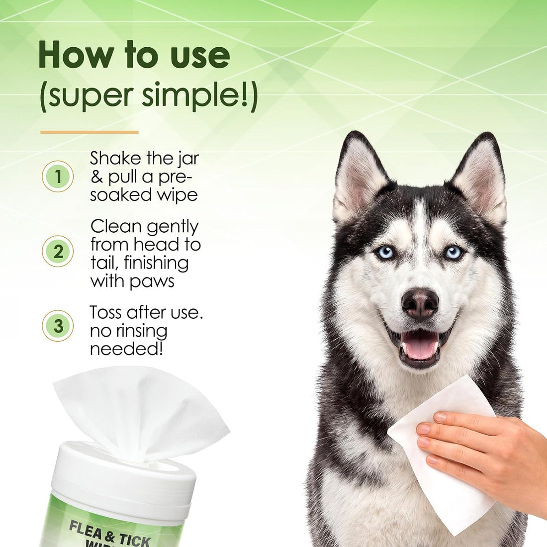 2 Pack Flea & Tick Wipes for Dogs Plant-Based Wipes for Flea and Tick