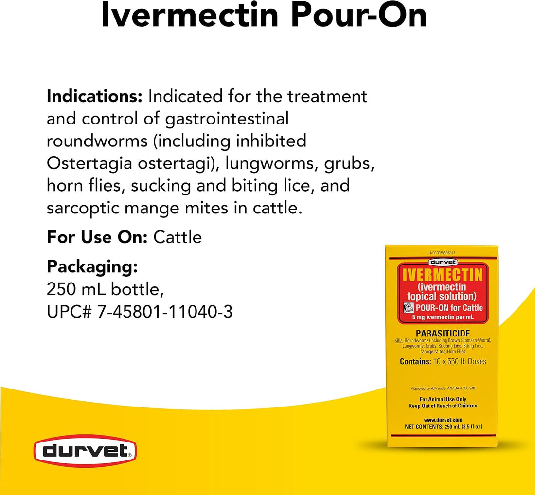 Durvet Ivermectin Pour On Cattle Dewormer 5mg/ml