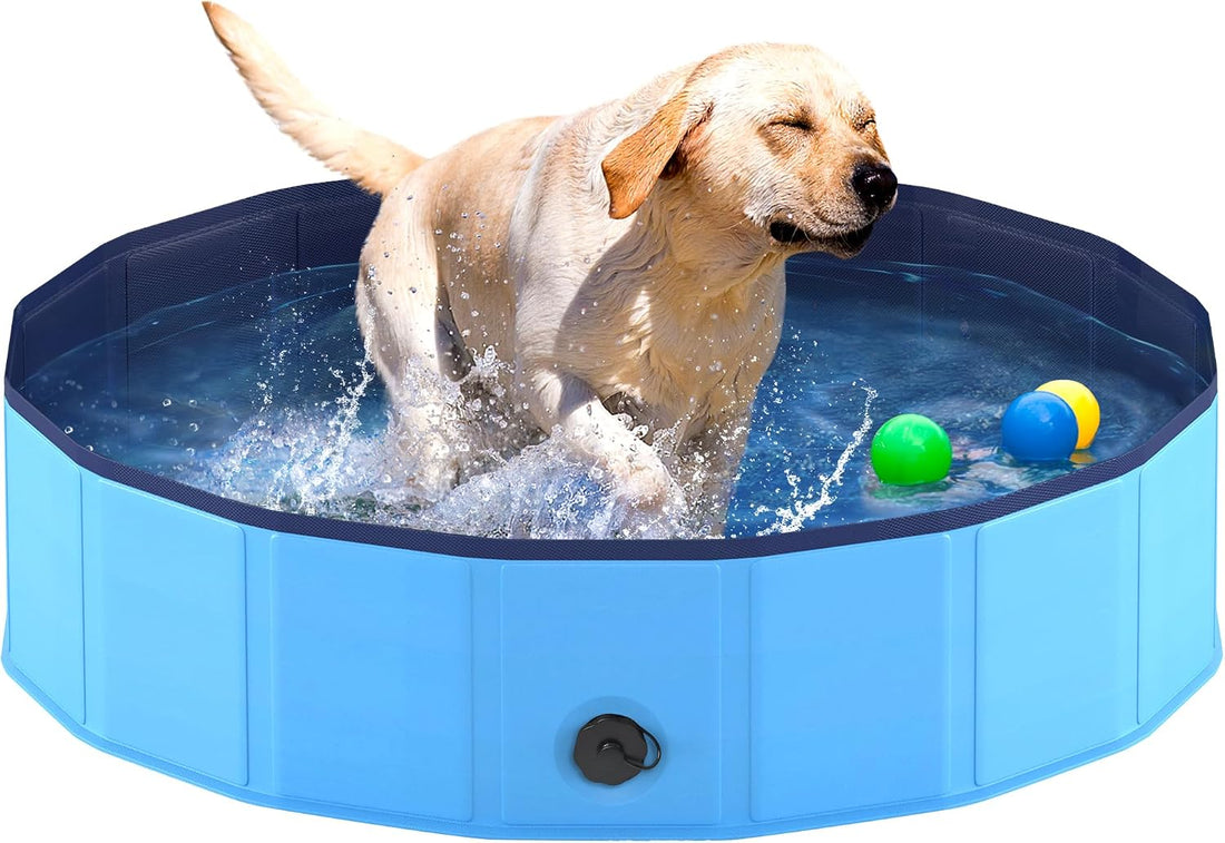 Niubya Foldable Dog Pool, Collapsible Plastic Dog Swimming Pool