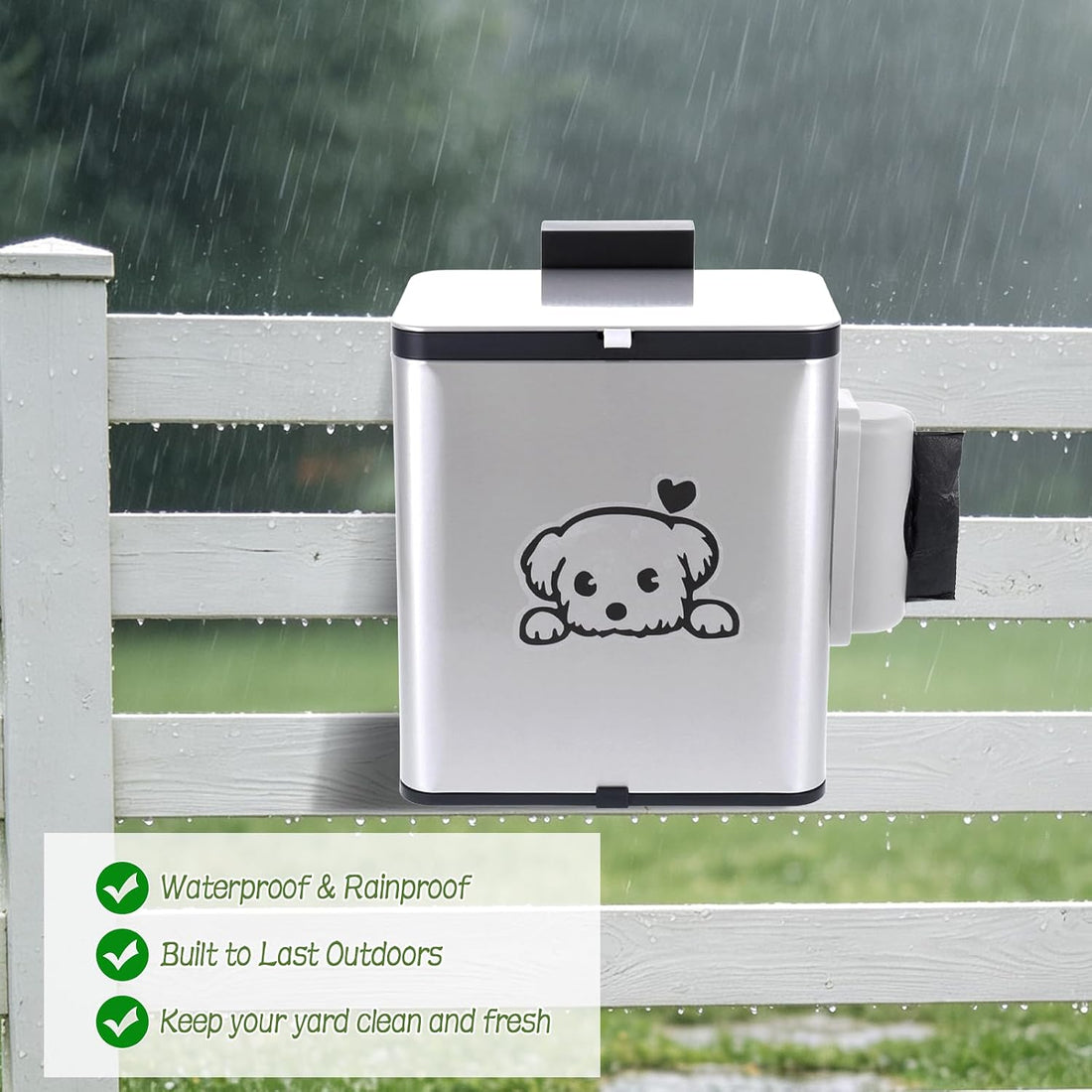 Stainless Steel Dog Poop Trash Can Outside