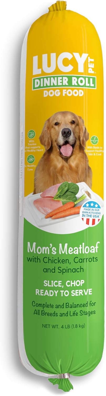 Lucy Pet Dinner Rolls-Mom's Meatloaf Chicken with Carrots and Spinach