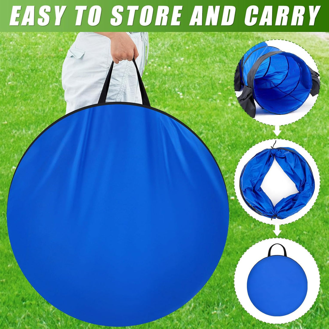28 in 18 Foot Blue Extra Large Dog Agility Tunnel with Sandbags Dogs