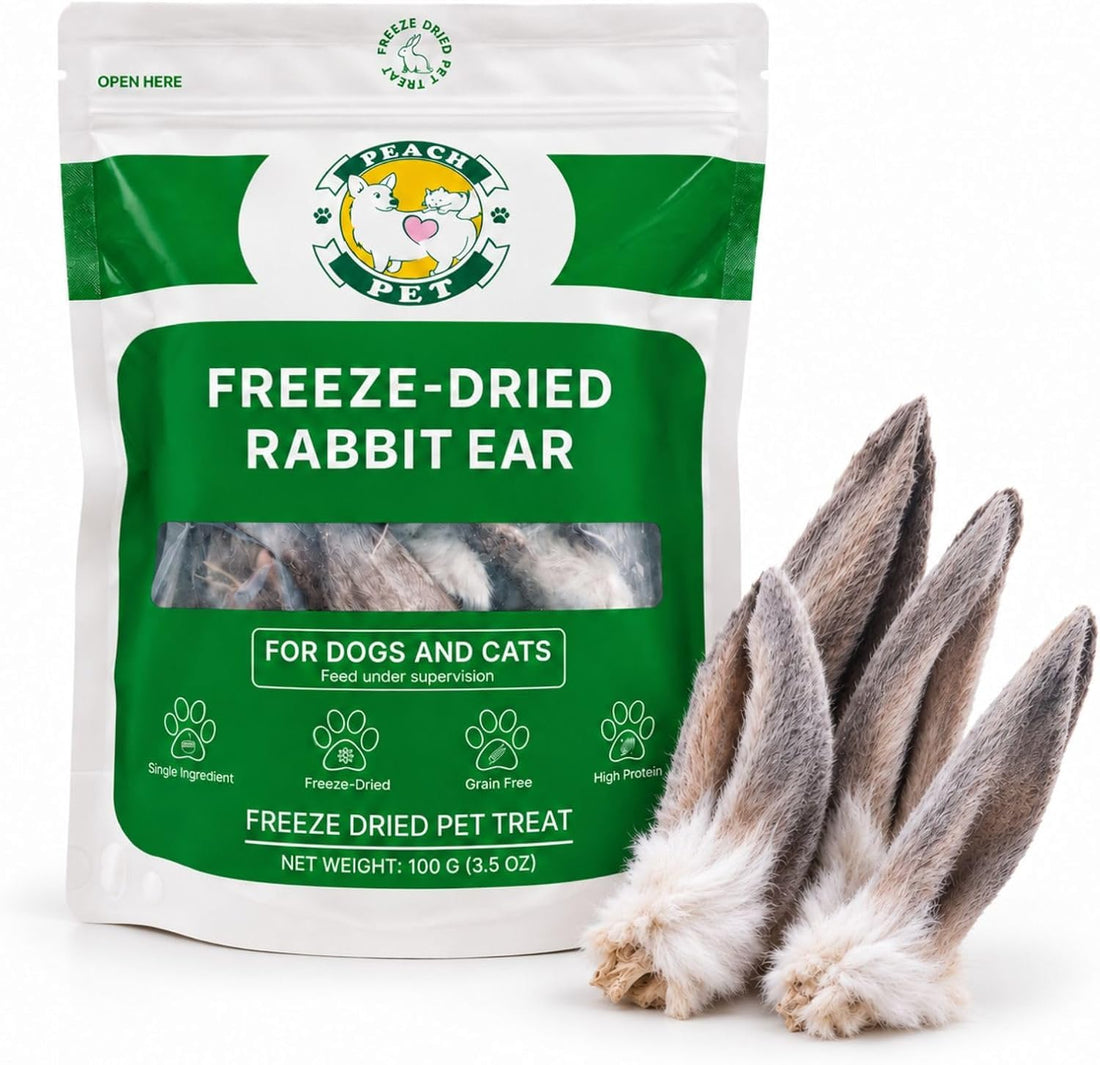 Freeze Dried Rabbit Ear, Single Ingredient Dog Chew, with Fur