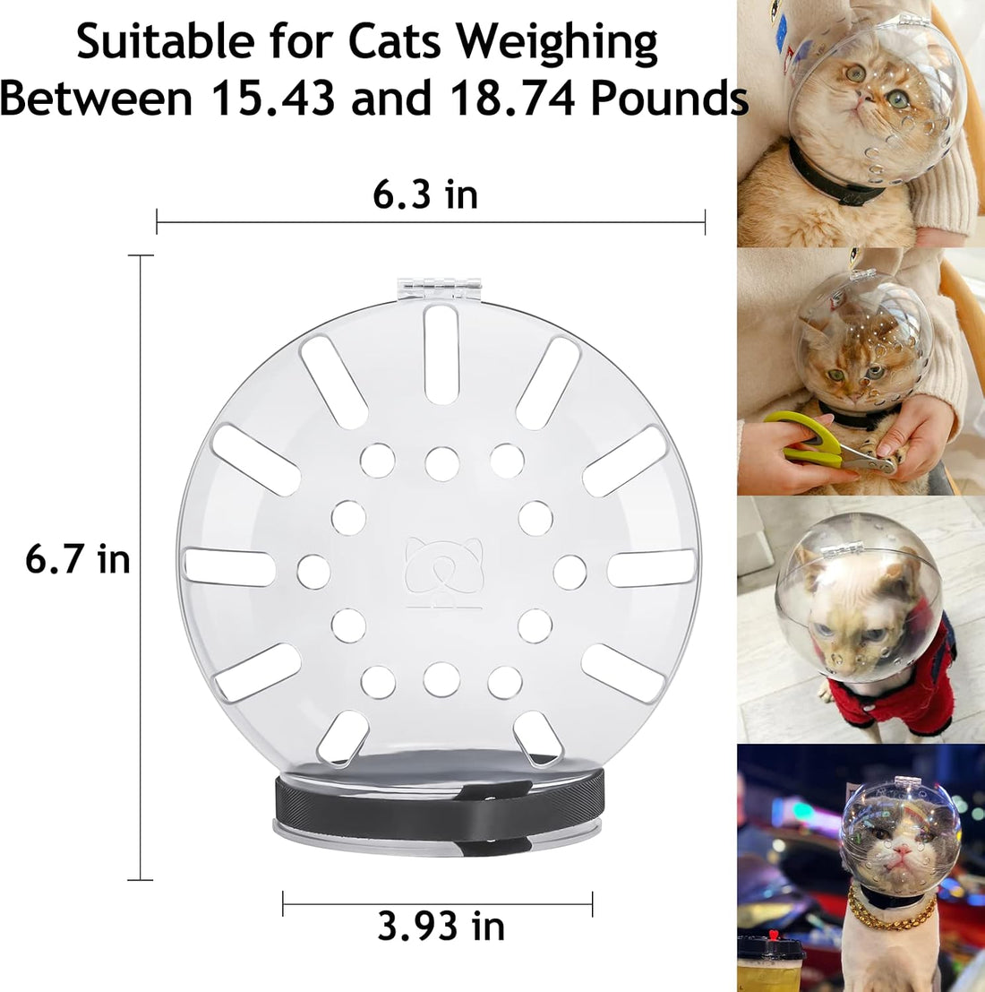 Cat Transparent Muzzle with Breathable Hood, Adjustable Kitten Helmet