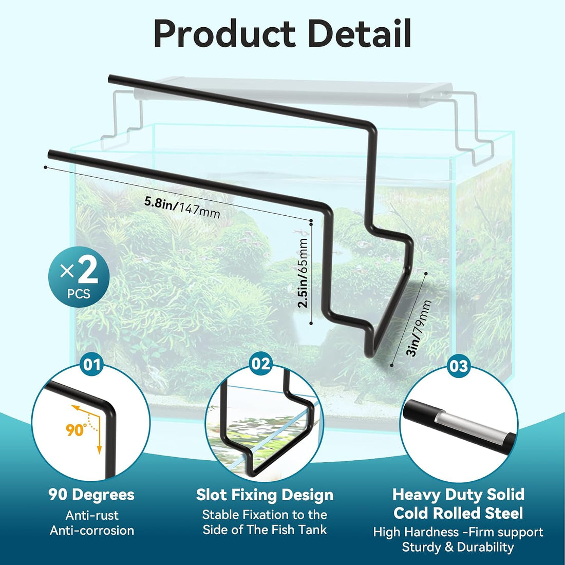 WooFog 2 Pcs Aquarium Light Riser for Rimmed/Rimless Tanks