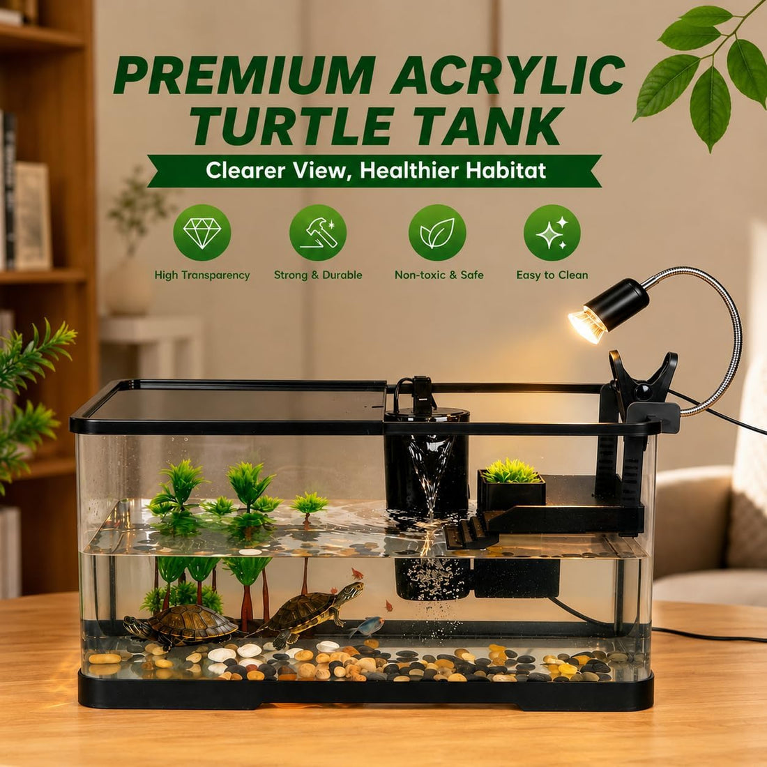 Turtle Tank Kit XLarge Acrylic Aquatic Tank Starter Kit
