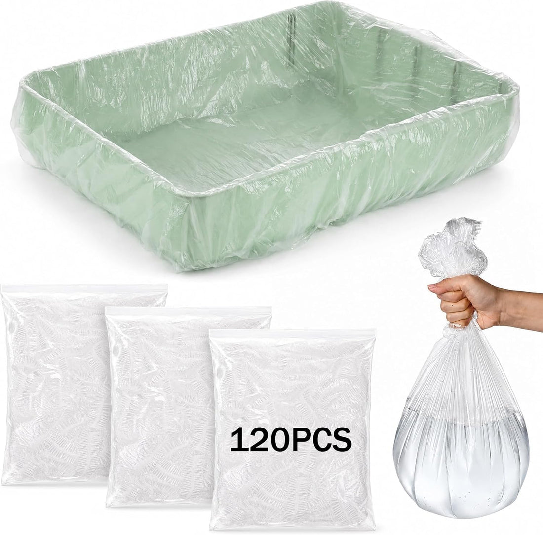 120 Pcs Disposable Plastic Cage Liners 27x19 in Clear Bunny Litter