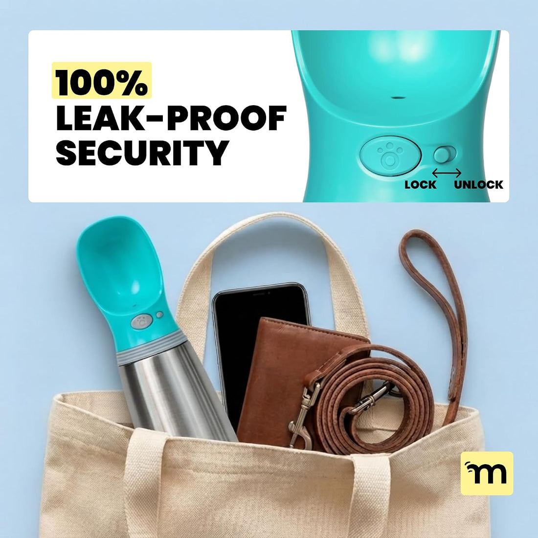 MalsiPree Leak Proof Stainless Steel Portable Dog Water Bottle - 24 oz