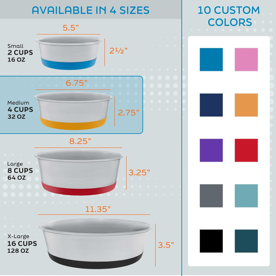 Master Pet Supply Stainless Steel Dog Bowls - 4 Cup (32 oz)