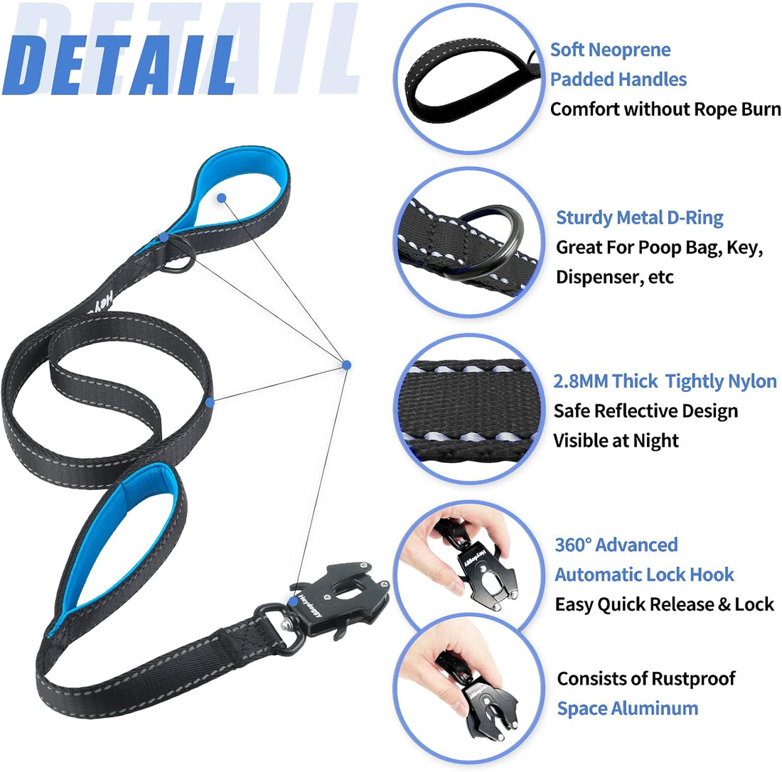 Strong Heavy Duty Dog Leash - 6ft Reflective Nylon Training Leash