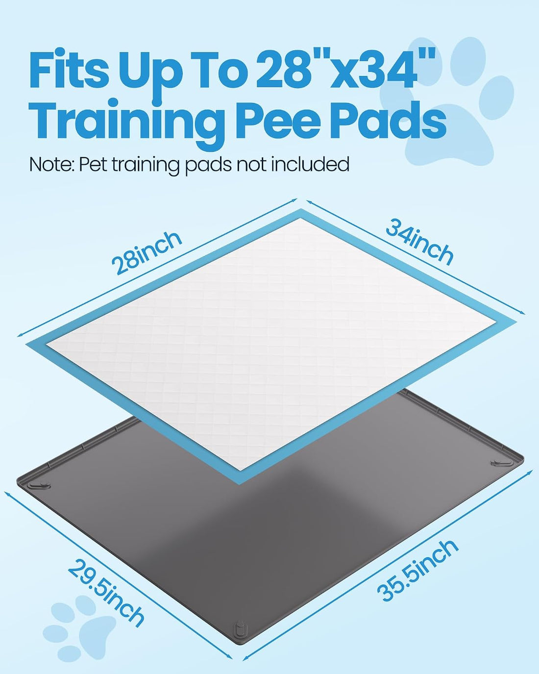 Pee Pad Holder for Dogs - 28" x 34" Silicone Puppy Potty Training Tray