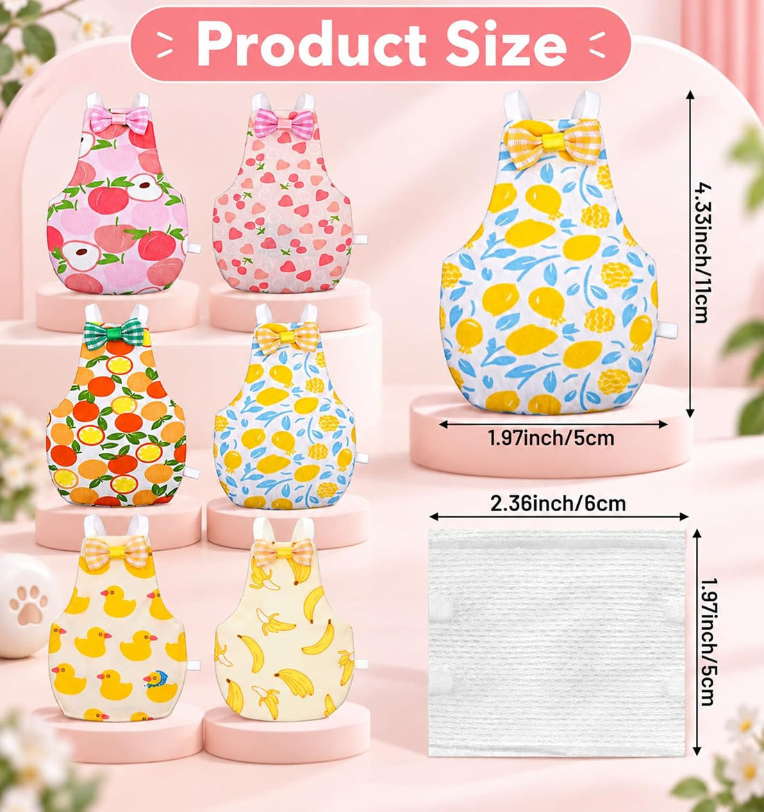 6 Pcs Bird Diaper, Parrot Diaper Flight Suit Soft Cute for Small Birds