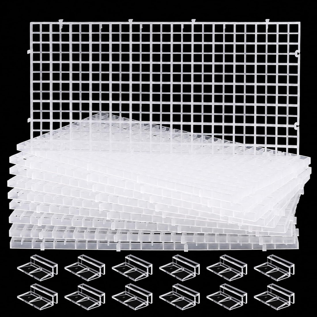 Okllen Set of 12 Plastic Egg Crate Aquarium Divider with 12 Clips