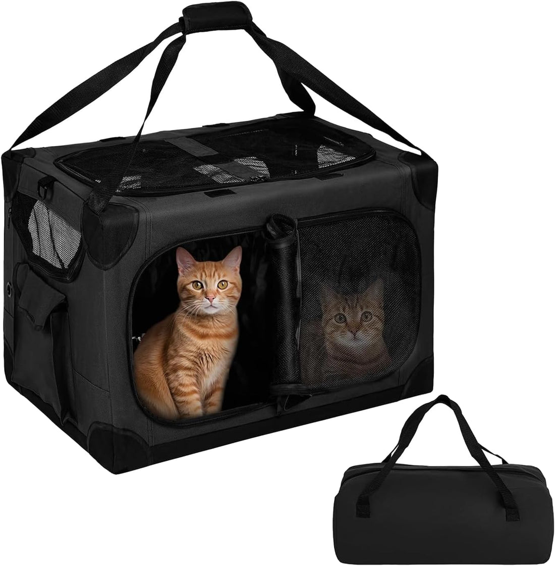 Large Cat Carrier for 2 Cats, 24x17x17 in, Metal Frame